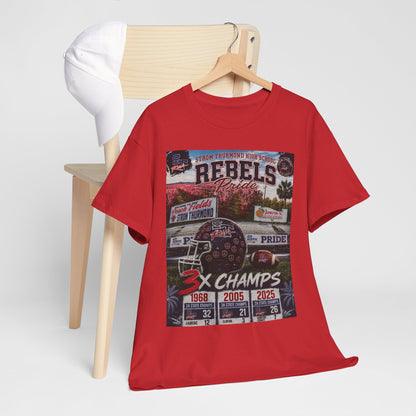Rebels Football Championship Tee – "3x Champs" Team Pride Shirt