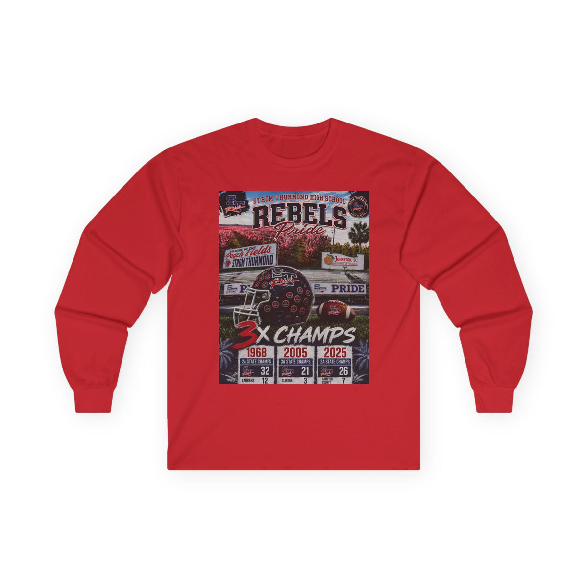 Rebels 3x Champs Long Sleeve Tee w/ Moto on back